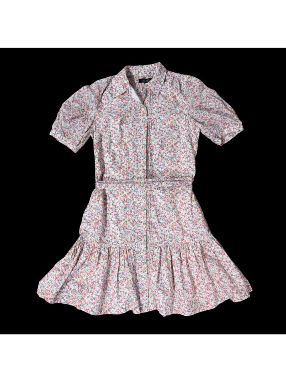 Lauren Ralph Lauren Floral Shirt Dress Cotton Tie Waist Size 6 Pockets Flowers - Picture 2 of 8
